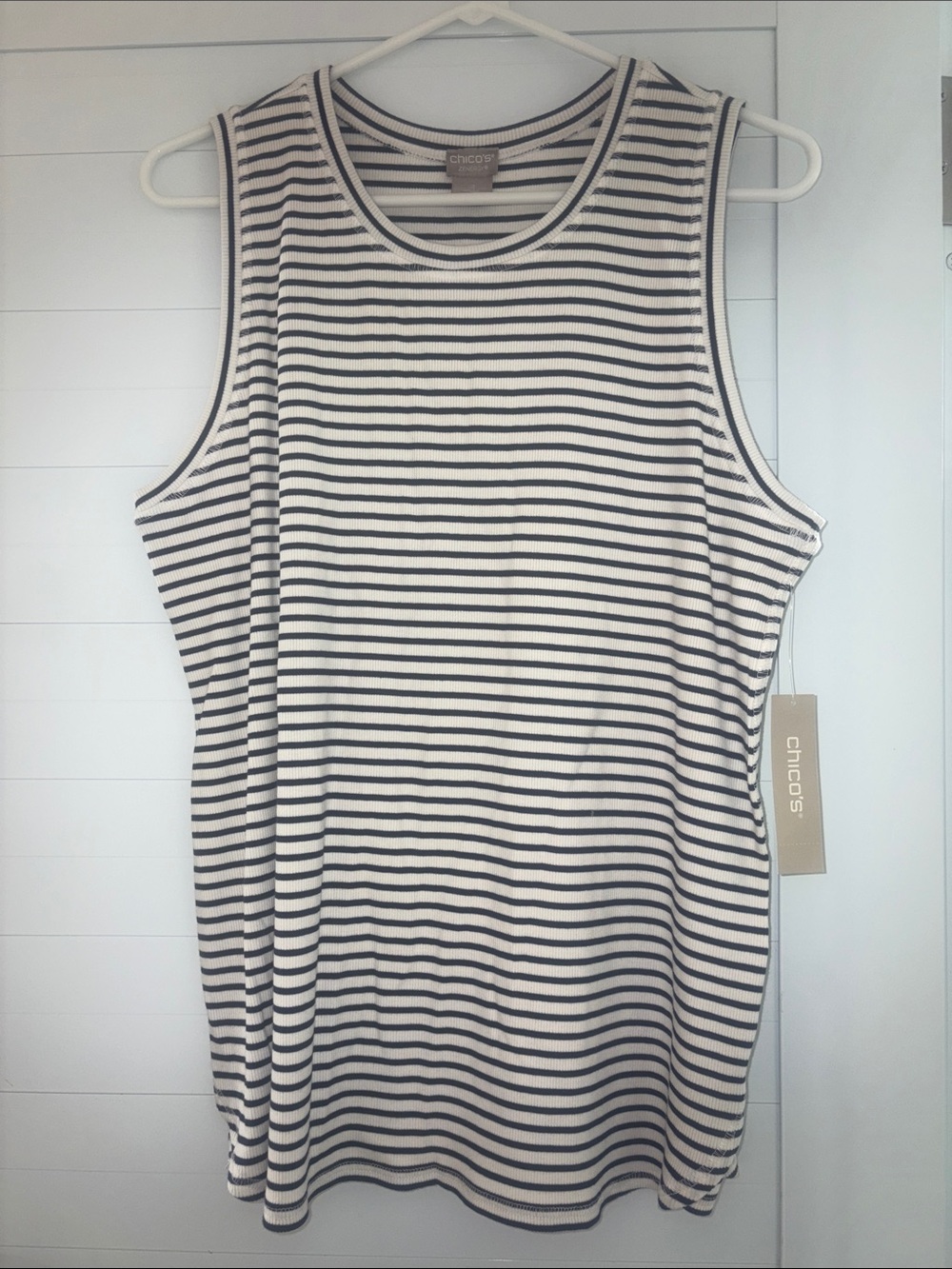 Chico's Cream and Black Striped Sleeveless Tank
